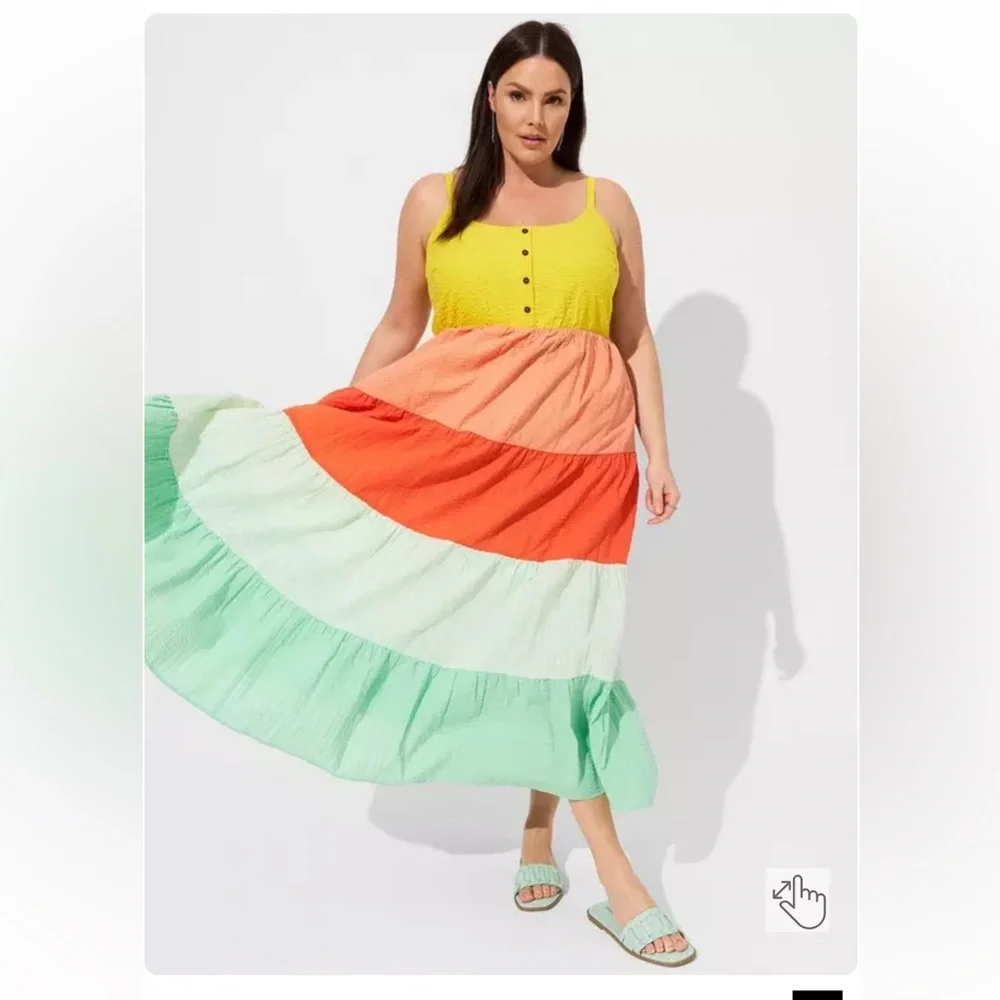 Torrid Maxi Challis Tiered Dress  Size 1 - Picture 2 of 9